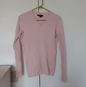 Tommy Hilfiger Light Pink V-Neck Sweater Size S/M